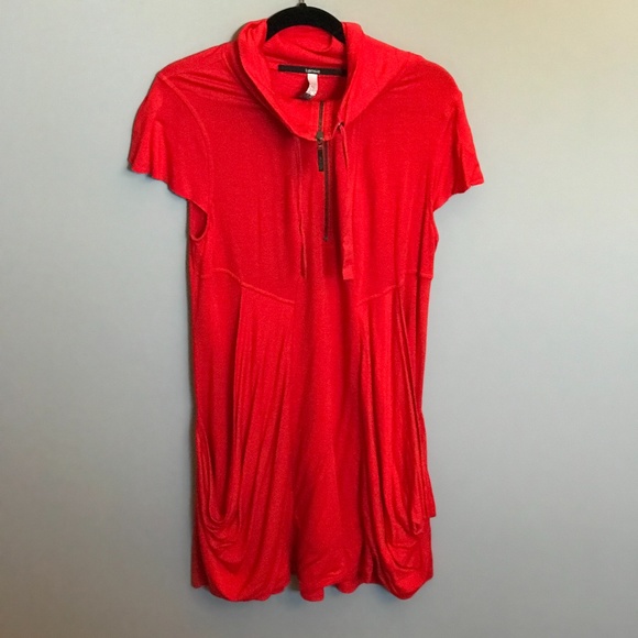 Kensie Tops - Comfy Bright Orange Tunic. Pockets and Zipper SZXL